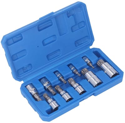 Dailygoods- Dopsleutelset 10-delig - Drievoudige vierkante spline - CRV-materiaal - Metrische steeksleutelset - Inclusief opbergdoos - Glanzend oppervlak - Sleutelset