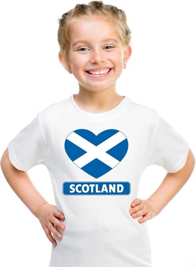 Schotland Supporters t-shirt - kinderen - hartjes vlag - wit - korte mouwen - sport - kleding 110/116