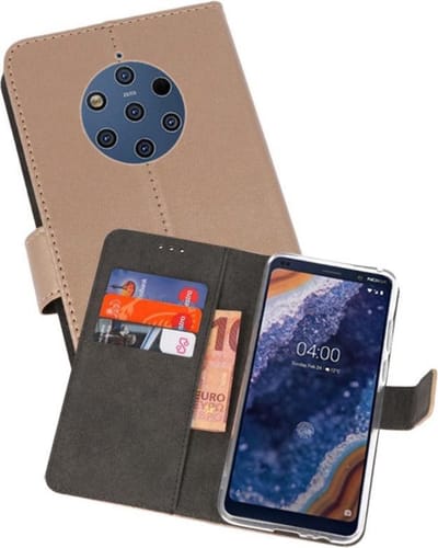 Booktype Telefoonhoesjes - Bookcase Hoesje - Wallet Case - Geschikt voor Nokia 9 PureView - Goud