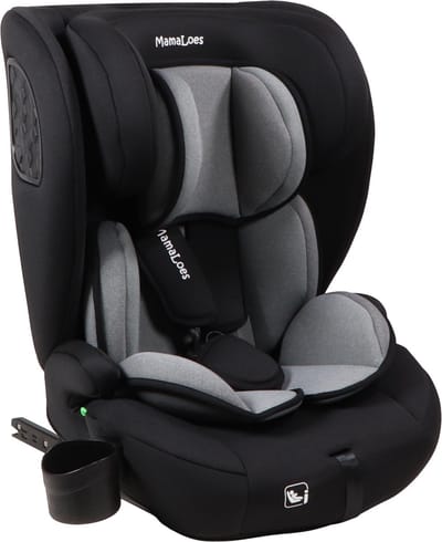 MamaLoes Mick Zwart/Grijs Isofix 76-150 cm i-Size Autostoel