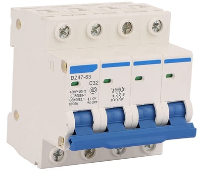 Allecto - Automatische Schakelaar - Betrouwbare Beveiliging - 4 Polig 32A 400V - Veiligheidsschakelaar - Ideaal voor Elektrische Installaties - Ges...