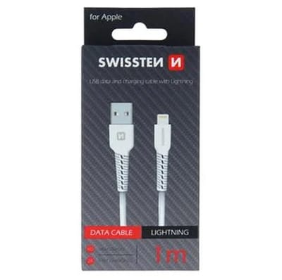 Swissten Textile Type – USB To Lightning – 1 m – Fast Charging – Wit