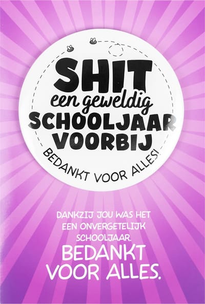 Shit wat een superleuke button | Wenskaart | Een geweldig schooljaar
