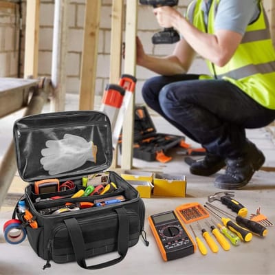Dailygoods- Gereedschapstas Robuuste Nylonconstructie - Antislip Bodem - Georganiseerde Opslag - Veelzijdige Compartimenten - Dikke Vulling - Voor Buitenonderhoud - Gereedschap Organizer