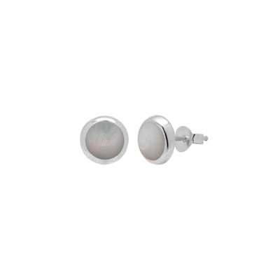 Zilveren oorstekers - 925 sterling - ronde natuursteen - 8mm