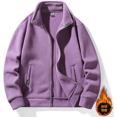Polarfleece Jas voor Heren Herfst Winter Sporten Vest Hoodie Opstaande Kraag Fleece Jas met Fleece Verdikte Top voor Heren 3XL pink
