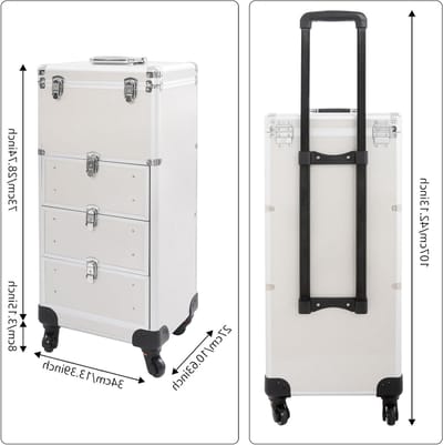 Cosmetic Case voor Make-up en Sieraden, 34 x 27 x 107 cm, Praktische Salon Trolley met Lades en Organiser Functie, Ideaal voor Professioneel Gebruik en Thuis