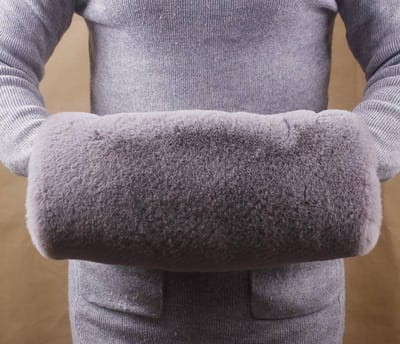 Dikke, konijnenbont handwarmers, dikke en warme handschoenmouwen voor mannen en vrouwen (grijs).