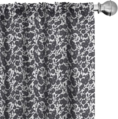 ABAKUHAUS – Gordijnen 2x75x225 cm – Microvezel, Halverduistering, Donker marineblauw/wit