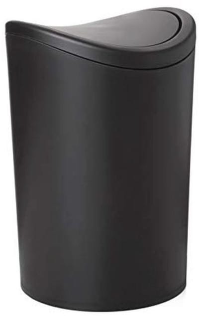 Badkameremmer met Swingdeksel - 6 Liter - BPA-vrij - Zwart - Ideaal voor Elke Badkamer