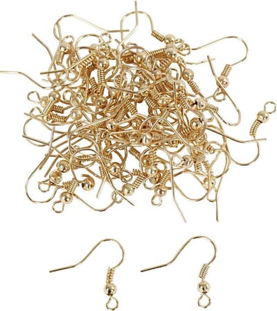 Oorbelhaaken, L: 18 mm, verguld, 100 stuk/ 1 doos