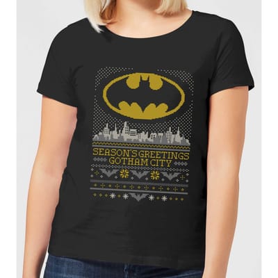 DC Seasons Greetings From Gotham Women's Christmas T-Shirt - Black - 3XL