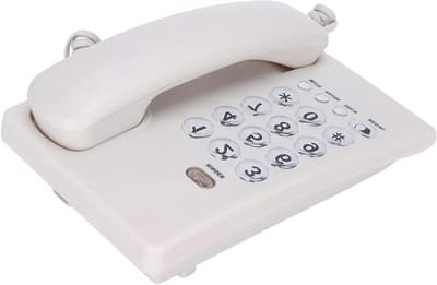 Vaste Telefoon - Snoertelefoon Bureau - Thuis Kantoor - Grote Knoppen - 21 x 19 x 6 cm - Wit