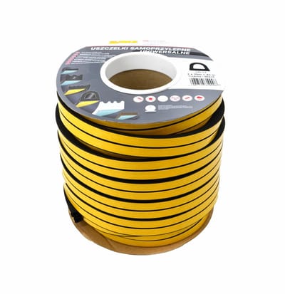 Stomil DGP Serie - Zelfklevende Profiellus Rubberen Dichting - 14x12mm - Zwart - 40m
