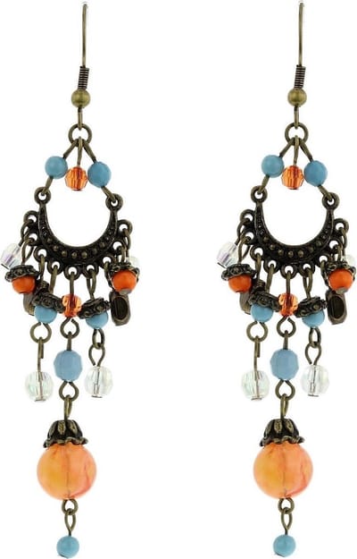 Behave - Oorhangers boho festivalstijl oranje blauw - zomerse look