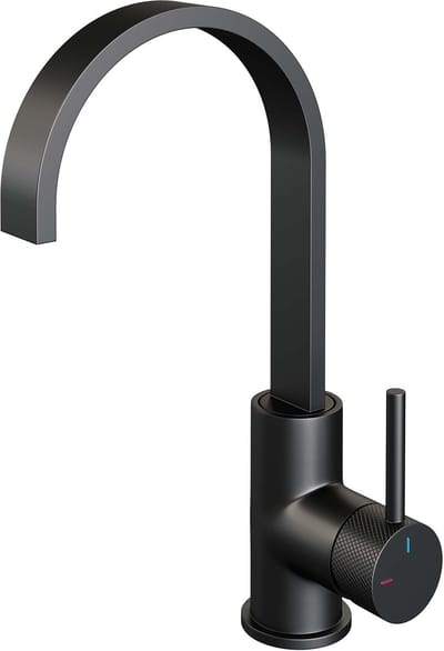 Brauer Black Carving - Wastafelkraan - Opbouw - Mat Zwart - Mengkraan - Hoog - 1 Greeps - Model A - Draaibare Platte Uitloop