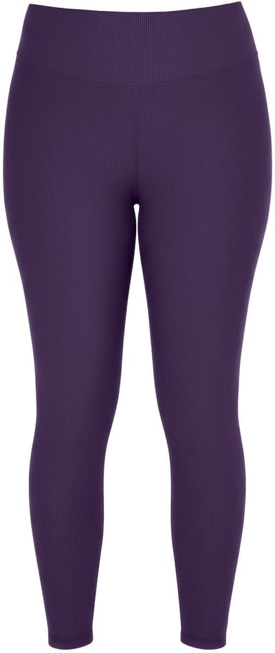 Studio Untold - Dames - Geribbelde legging strakke pijpen elastische tailleband - Aubergine - Maat 42+