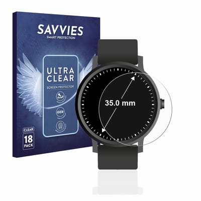 Savvies - Screenprotector voor Horloges (Rond, ø: 35 mm) - Folie Beschermfolie transparant 18 Stuks