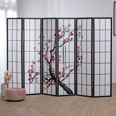 Homestyle4u Kamerscherm - 264x179 cm - Zwart - 6-delig