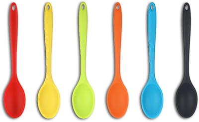 6 PCS Kooklepels van Siliconen - Kleurrijke Lepels met Antiaanbaklaag voor Koken, Bakken en Serveren - Handige Keukenaccessoires