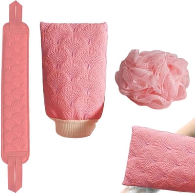 Rugschrobberset - Bad washandjes - Diepe huidreiniging - Zachte peeling - 3 stuks - Grijs