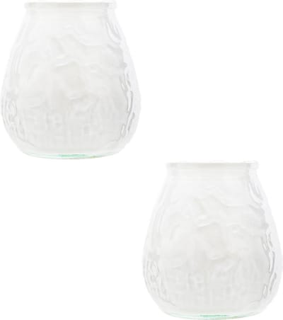 2x Witte lowboy tafelkaarsen 10 cm 40 branduren - Kaars in glazen houder - Horeca/tafel/bistro kaarsen - Tafeldecoratie - Tuinkaarsen
