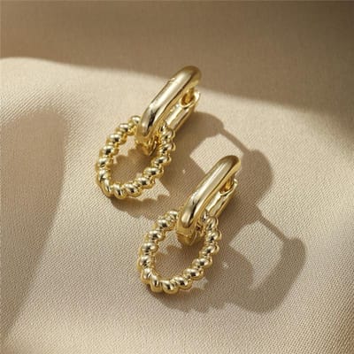 Vierkante Oorbellen Goudkleurig Geometrische Vierkante Hoepeloorbellen Voor Vrouwen Huggie Punk Hip-Hop Metaal Rond Cirkel Trendy beige