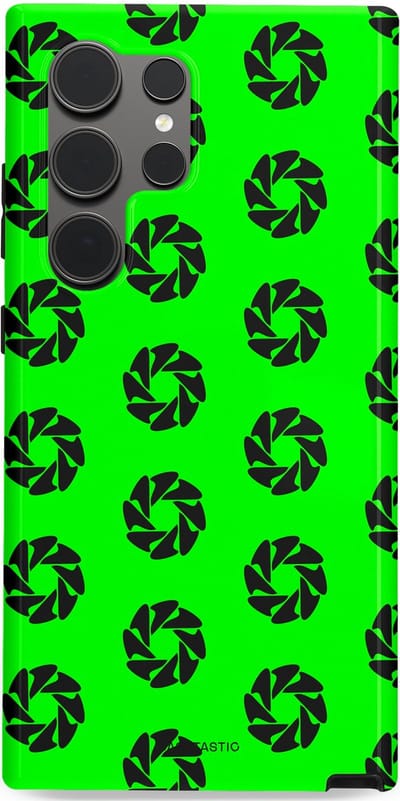 Casetastic hoesje geschikt voor Samsung Galaxy S24 Ultra - Dubbellaagse bescherming - Neon Groene Cirkels - Fashion Case - Groen Zwart