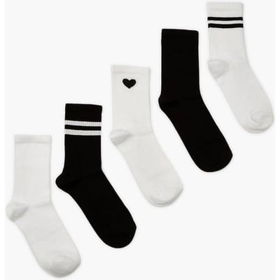 boohoo Dames 5 Pack Sports Socks | Blackwhite