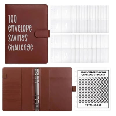 Dailygoods- Spaarboek - Hoogwaardig kunstleer - 100 Enveloppen - Budgetplanner - Geldbesparende map - Waterdicht - Flexibel ontwerp - Budgetboek