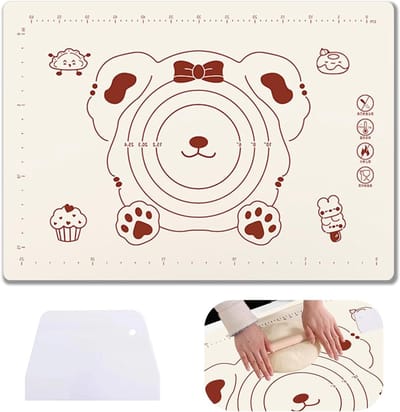 Grote Siliconen Bakmat 50x40 cm met Antiaanbaklaag en Deegschraper, Herbruikbare Bakplaat voor Taart, Brood en Pizza
