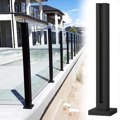 Glazen paneelpalen - Glazen reling - Veranda afscheiding - Binnen en buiten - Middenstijl - Zwart
