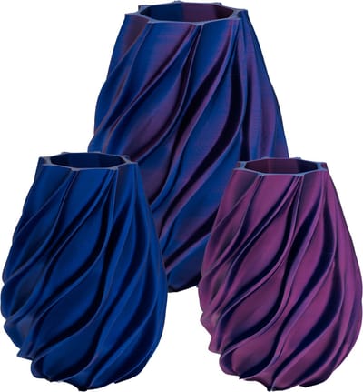 Oliva organische vaas – Decoratieve vaas - Blauw / Paars - 3d geprinte vaas – geschikt voor droogbloemen - 25CM