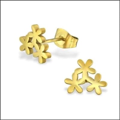 Aramat Jewels | Oorbellen | RVS Bloemen Oorbellen Diverse Kleuren - Bloem Oorstekers | Goudkleurig-8x10mm | |7mm | Staal | Kinderen, Volwassenen | Verkleurd niet