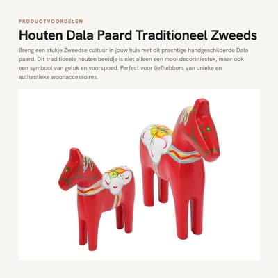Dailygoods- Dala Paard - Traditioneel Houten Beeldje - Handgeschilderd - Zweeds Design - Huisdecoratie - Uniek Cadeau