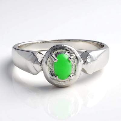 Cavill - Zilveren Herenring - 925 Sterling Zilver - Keizerlijk Chrysopraas 0,39 ct - Ovaal Cabochon 6x4 mm - Elegante Groene Ring Maat 20