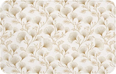 WC mat 80x50 cm - Antislip - Ginkgo - Takken - Goud - Toiletmat - Vloermat - Douchemat - Toilet tapijt - Toiletmatten