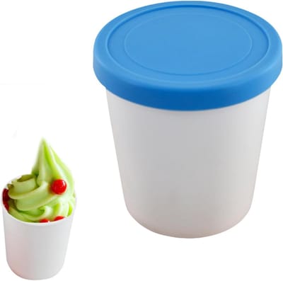 IJsbakjes - Diepvries opslag - Zelfgemaakt ijs - Stapelbaar ontwerp - 1 liter inhoud - Blauw