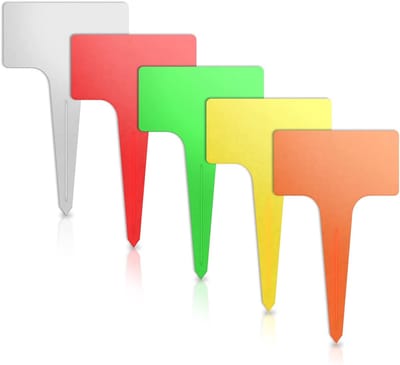 Plantenlabels T-type - Tuinlabels Steeketiketten - Planten Organiseren Markeren - Waterdicht Dik Plastic - 6x10 cm - Veelkleurig