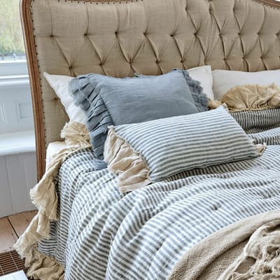 LOBERON Kussenhoes set van 2 Alexane blauw/wit