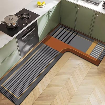 Nordic Licht Luxe Diatomeeënaarde Huishoudelijk L-vormig Keukenvloermat Waterabsorptie Antislip Sneldrogend en Onderhoudsvriendelijke Vloermat 80*120*45cm