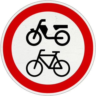 Gesloten voor fietsen en bromfietsen bord - C15 | Sign Again materiaal | 10 cm