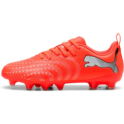 PUMA FUTURE 9 PLAY FG/AG Jr Unisex Sportschoenen - Glowing Red-PUMA White-PUMA Black-PUMA Silver