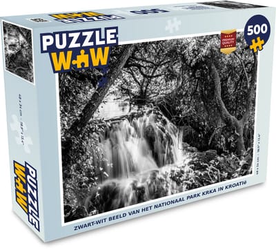 Puzzel Zwart-wit beeld van het Nationaal park Krka in Kroatië - Legpuzzel - Puzzel 500 stukjes