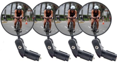 Fietsspiegel - Fietsaccessoires - 4-pack - Voor bevestiging aan het fietsstuur - Glas met hoge resolutie - Bol glas - Voor verstelbaar stuur - Brede kijkhoek - Opvouwbare bolle achteruitkijkspiegel