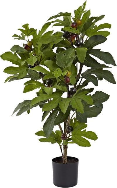 Kunst vijgenboom - Decoratieve plant - Woonkamer decoratie - Realistische look - 81 cm hoog - Groen met vruchten