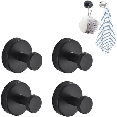 Zuignaphaken - 4 Stuks - Handdoekhanger - Haken Met VacuüM Zuignap - RVS - Krachtige VacuüM Haken - Herbruikbaar - Twist Zuignaphaken - Waterdichte Haken - Geschikt Voor Ramen, Glas, Badkamer, Keuken Organizer - zwart