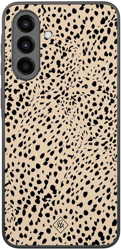 Casimoda® hoesje - Geschikt voor Samsung Galaxy A36 - Stippen bruin abstract - Zwart TPU Backcover - Gestipt - Bruin/beige