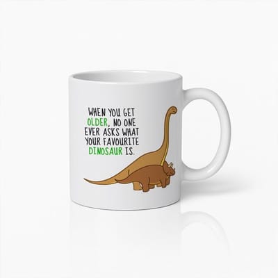 Grappige Dinosaurus Quote Witte Mok 330 ml – “Als Je Ouder Wordt…” Humor Koffiemok – Perfect Cadeau voor Dino Liefhebbers & Vrienden