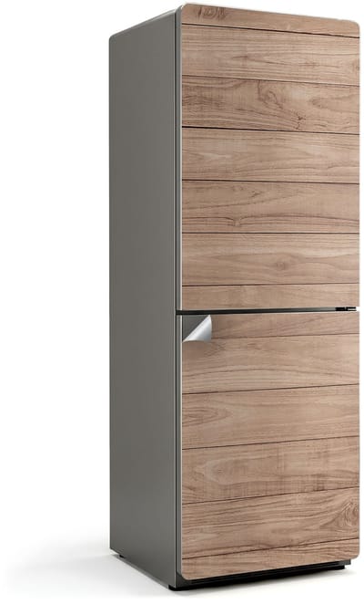 Wallfluent Koelkaststickers - Verticaal houten bord Koelkast Folie - 70 cm x 190 cm - Beige Koelkaststickers - Waterdichte Koelkast Sticker - Koelkast Opknappen Sticker - Koelkast Decoratie Stickers - Koelkast Cover